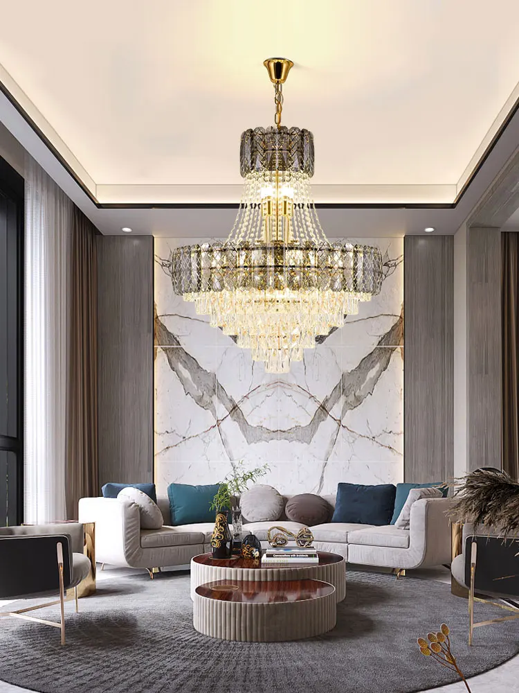 Golden Palace K9 Crystal 2025 Dimmable Led Chandelier Lighting Hanging Lamps Lustre Suspension Luminaire Lampen For Staircase