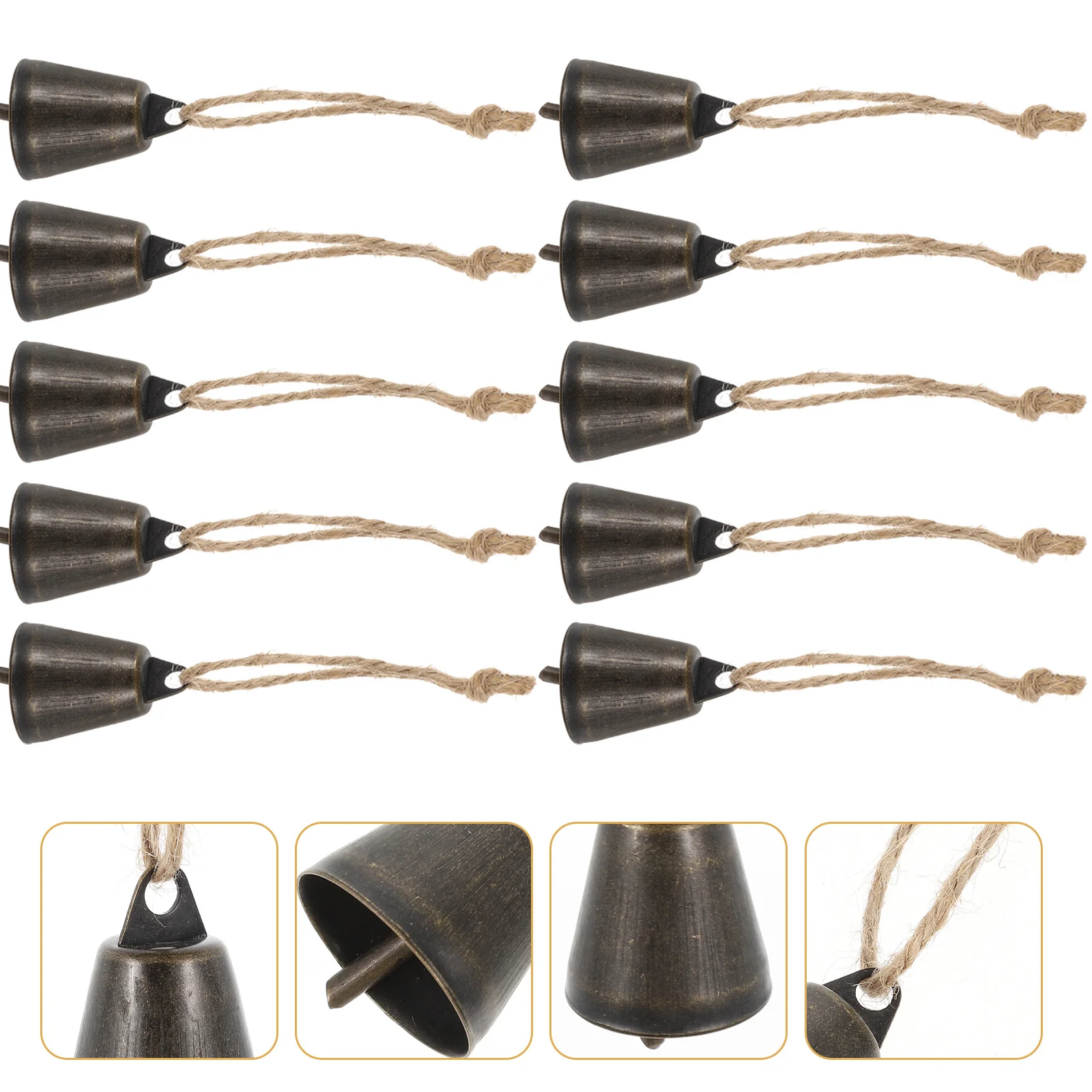 

10Pcs Small Bell Pendant Vintage Metal Bells Rustic Hanging Wind Chime Bell Decor Home Garden Christmas Decorations