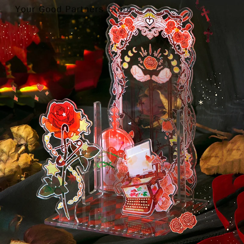 Creative Acrylic Standing Display Stand Ornaments Romantic Background Board Cartoon Anime Badge Display Desktop Accessories Gift