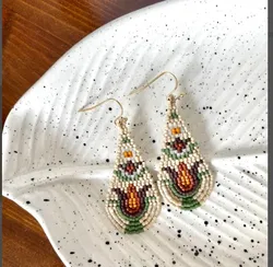 Rice bead earrings Water drop Flowers Originality Hand knitting Bohemia Alloy Design Tassel Fashion Simple Beaded earrings