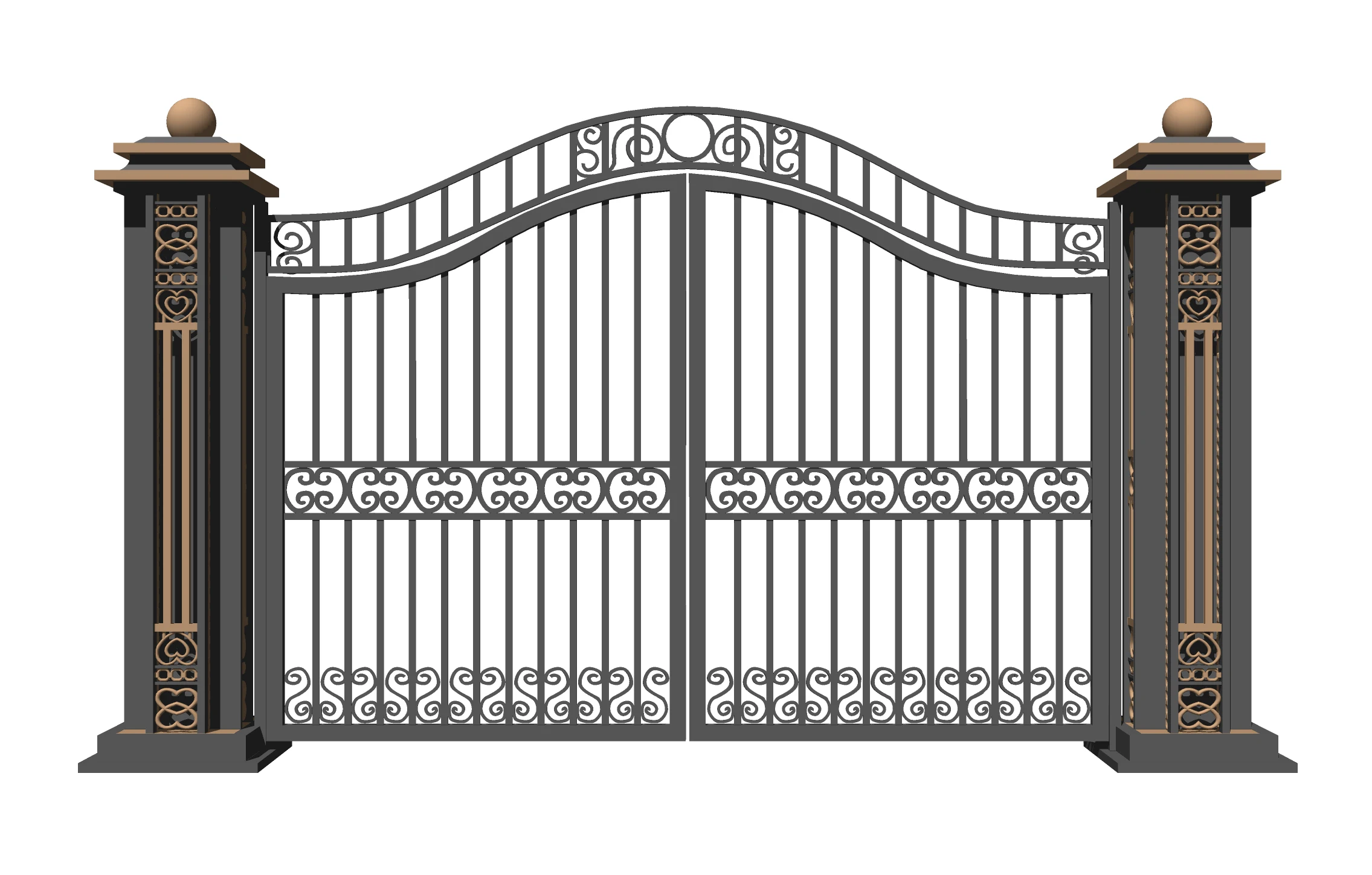 *& French Style Wrought Iron Garden Gate Courtyard Classic Decorative Entry