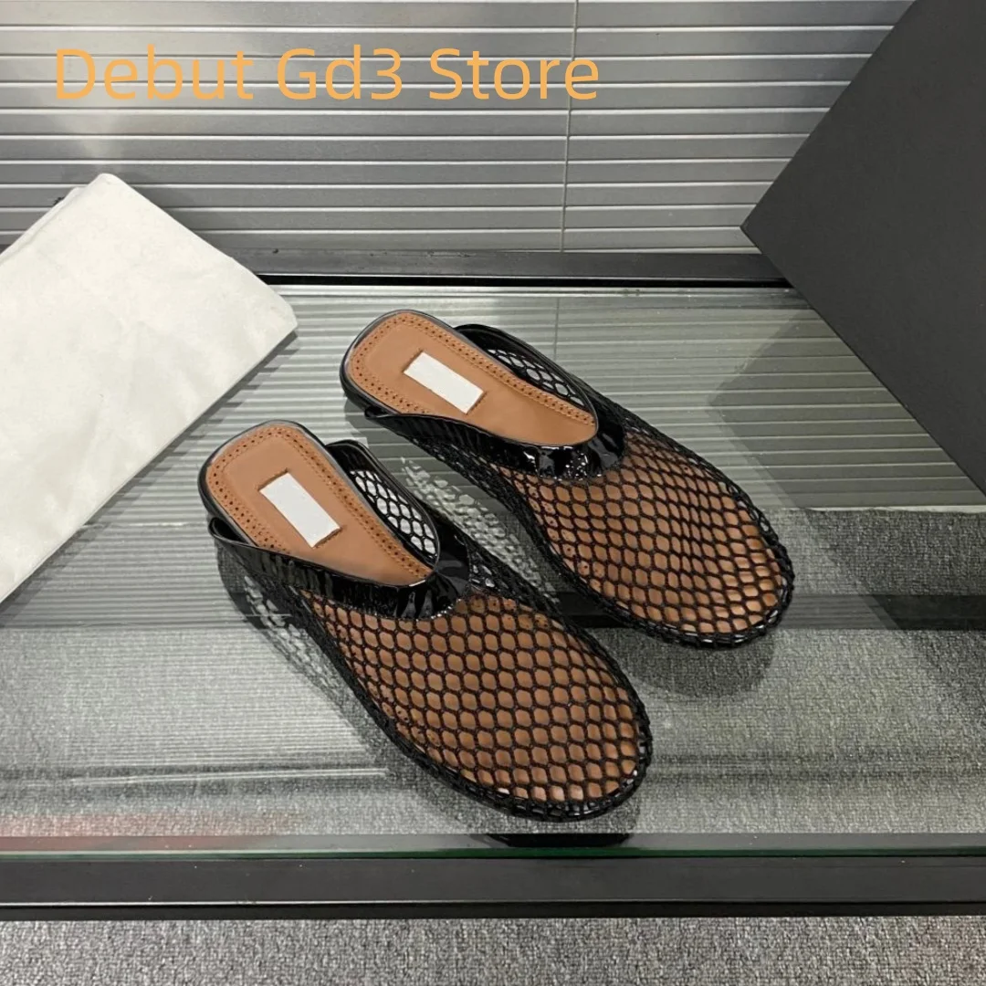 

2024 new woven hollow mesh slippers, flat bottomed breathable fishing net slippers, classic and fashionable versatile slippers