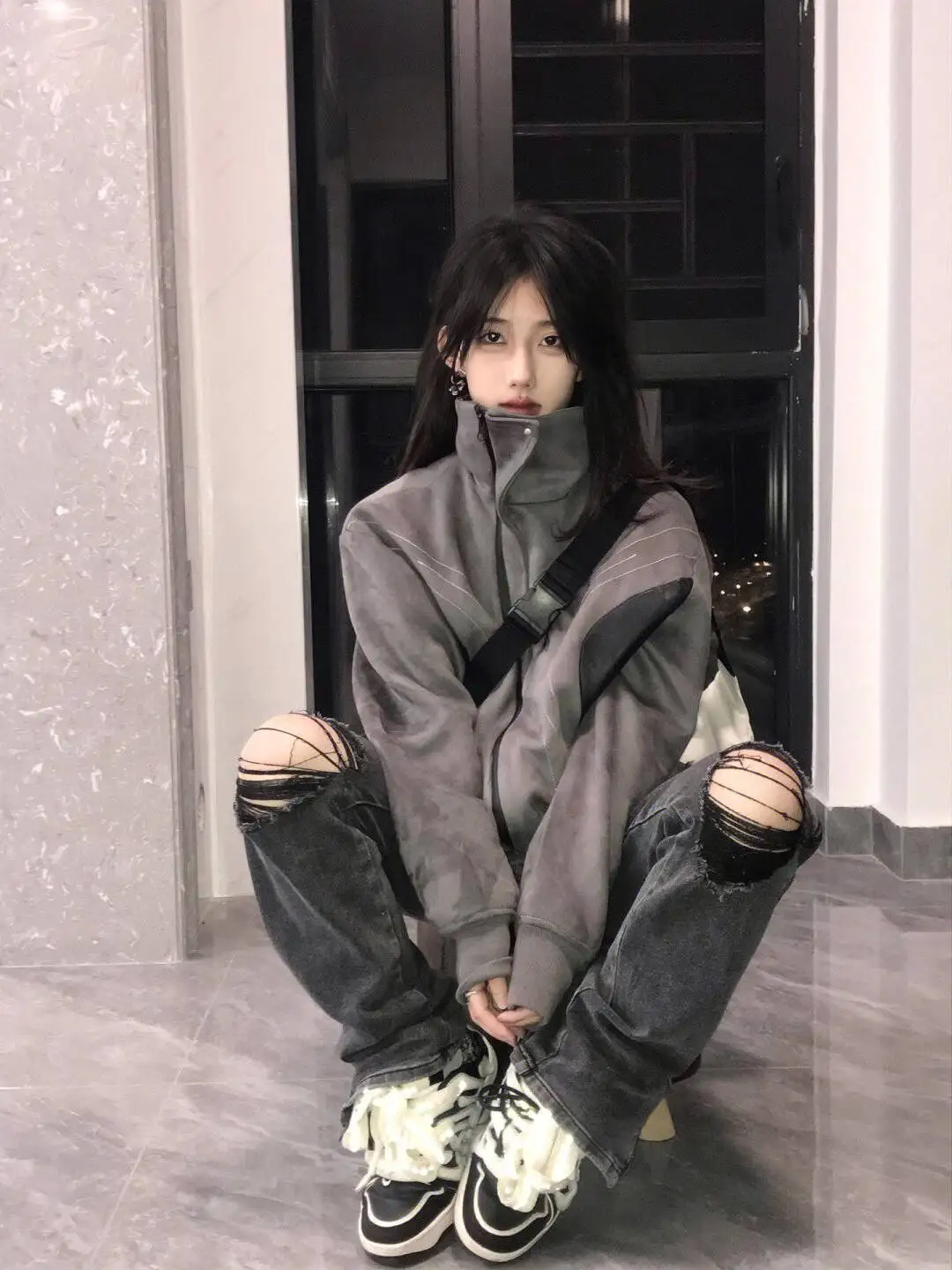 

Женская толстовка 2024, весна-осень, новая винтажная куртка из замши, оверсайз, унисекс, ретро-бомбер, верхняя одежда в стиле Letterman