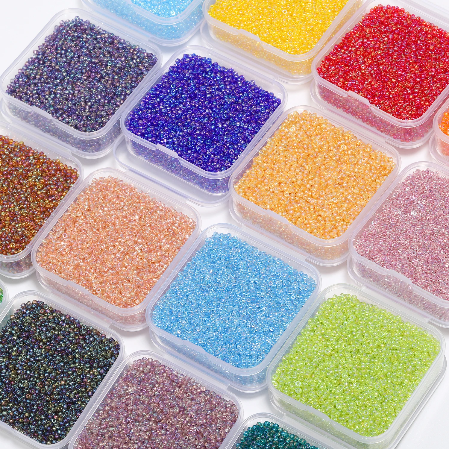 2000pcs/box 2mm Glass AB Color Seed Beads Multicolor Rice Waist Beads for DIY Jewelry Marking Handmade Wedding Crafts Women