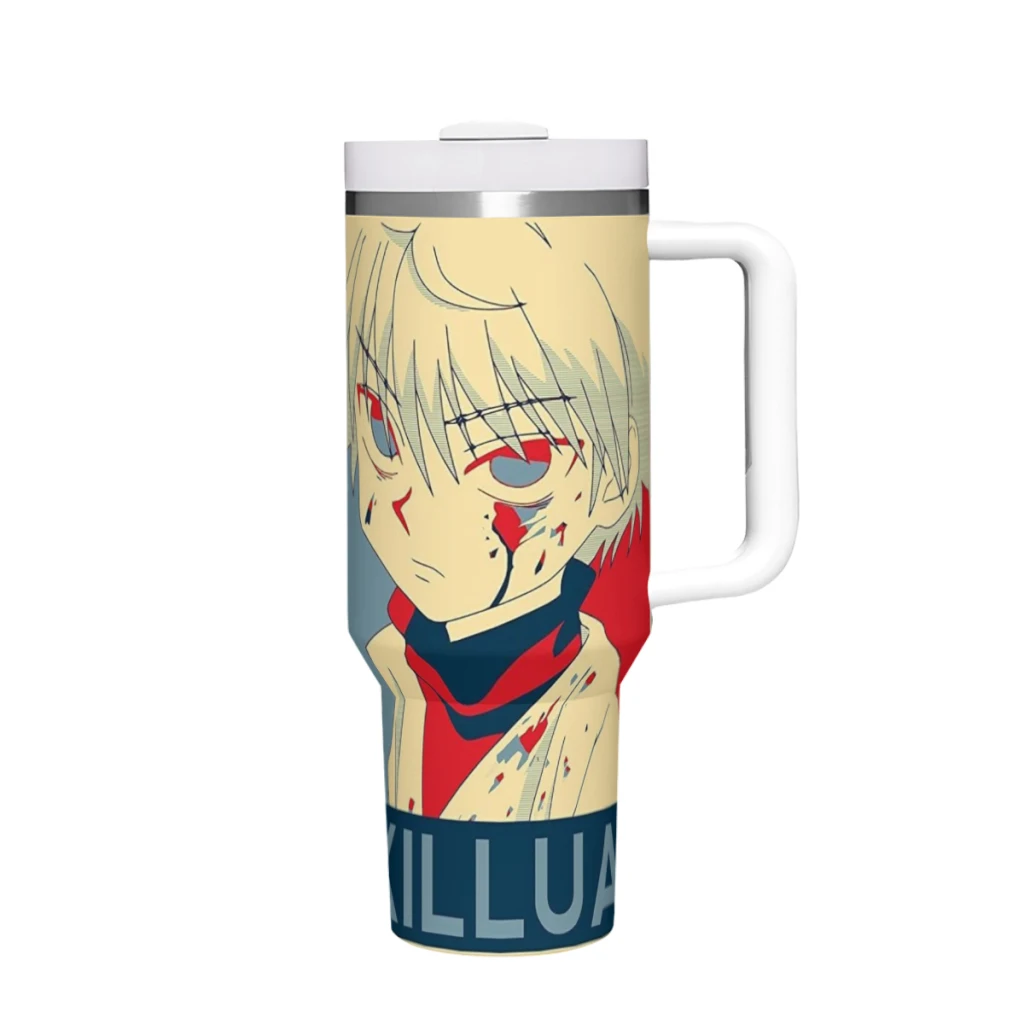 Travel Mugs Hunter-X-Hunter-Killua Stainless Steel 304 Drinkware Thermal 40oz/1200ml  Large Capacity Handle Car Cup Anime