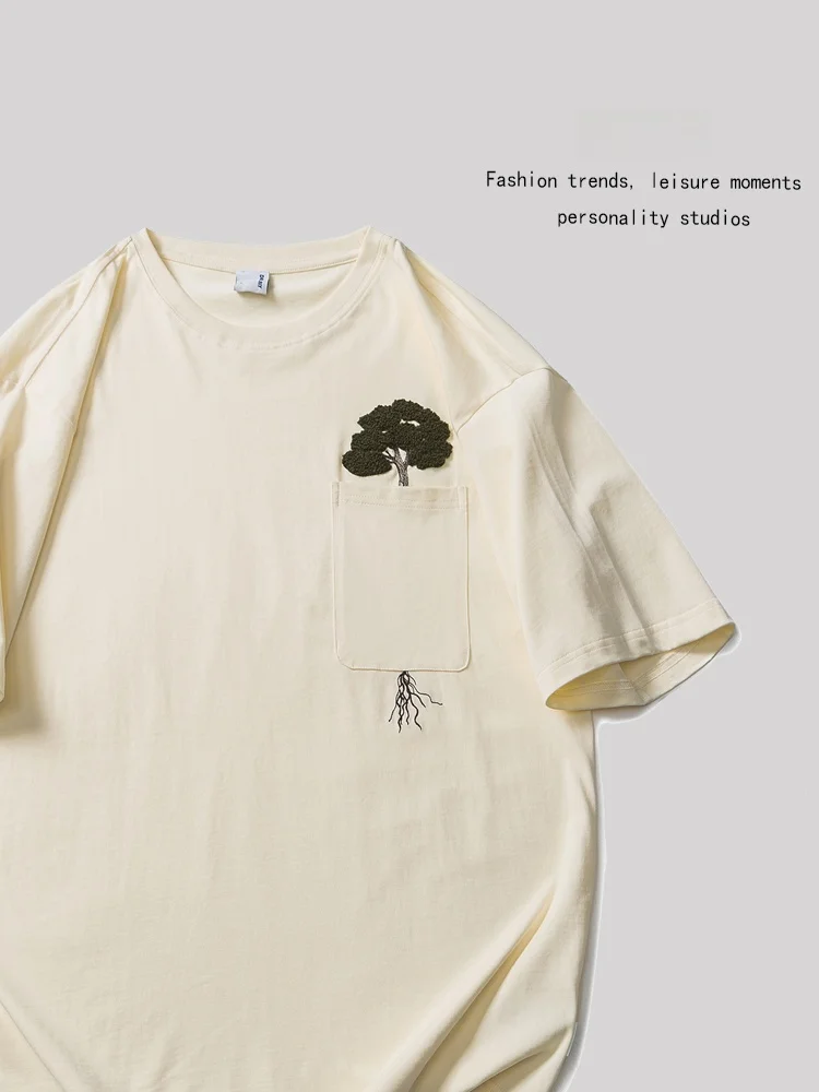 

Мужская летняя футболка ANXIE с вышивкой, модный дизайн, защита от солнца