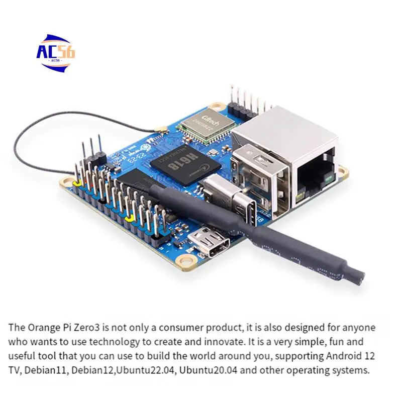 

AC56-For Orange Pi Zero 3 2GB RAM Single Board Computer H618 Chip Wifi-BT5.0 LPDDR4 Gigabit Orange Pi Zero3 Development Board Du