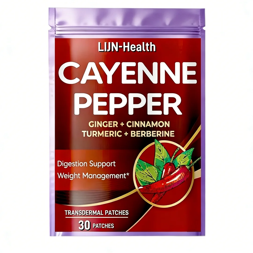 30 Patches Cayenne Pepper Transdermal Patches with Ginger, Cinnamon,Turmeric for Digestion Support, Immune System