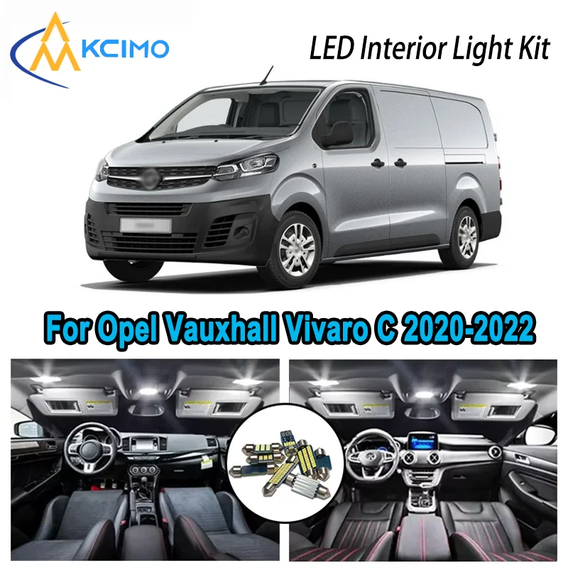 

For Opel Vauxhall Vivaro C 2020-2022 2021 Premium Bright LED Interior Dome Map Trunk Light Kit Car Led Lamps Canbus No Error