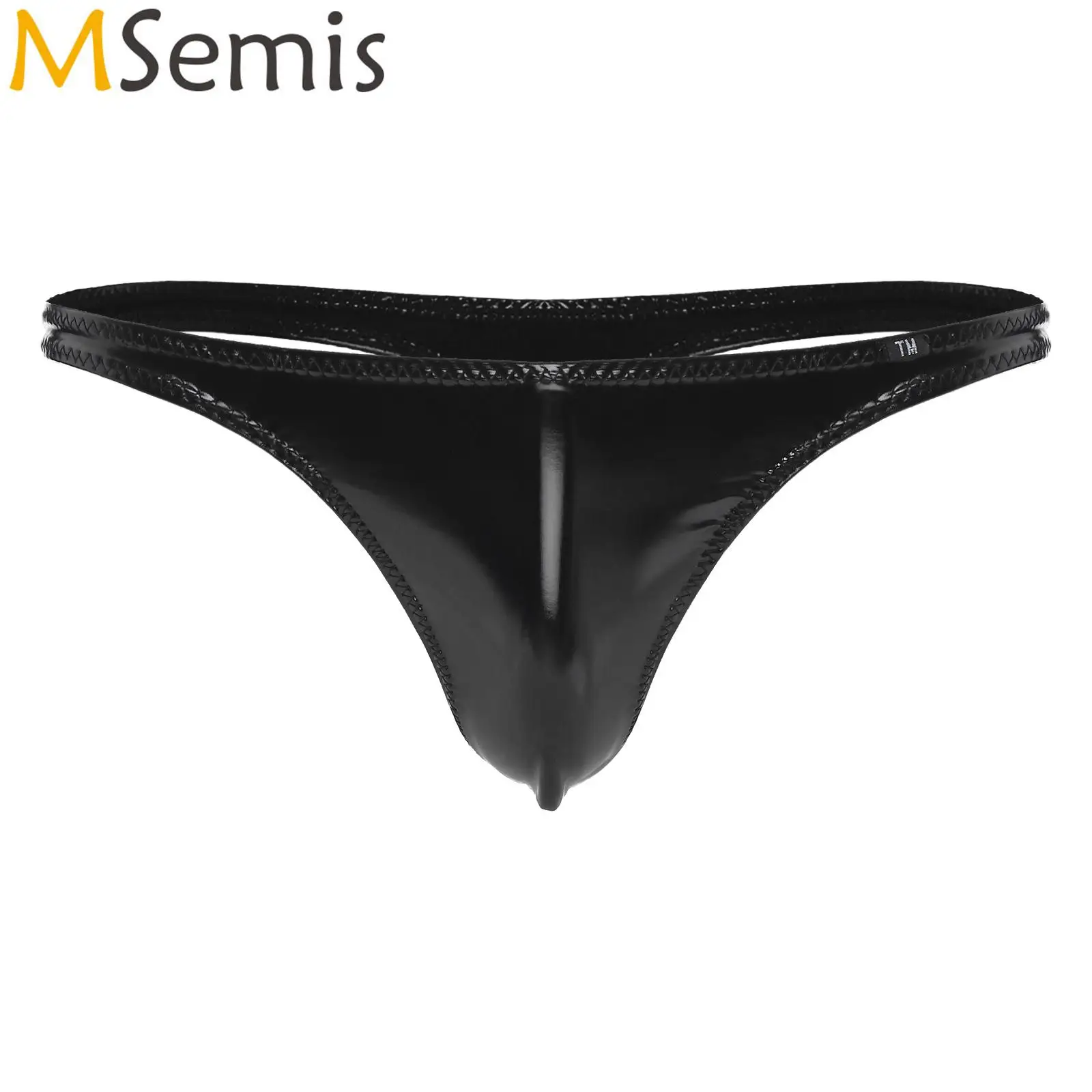 Black Mens Lingerie Patent Leather Bulge Pouch G-string Briefs Wet Look T-back Low Rise Open Butt Thong Underwear Underpants