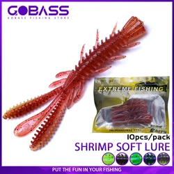 GOBASS 5cm 6cm 7cm 10pcs Floating Shrimp Soft Fishing Lure Silicone Shaped Bait Fork Tail Swivel Jigging Wobbler Swimbait Tackle