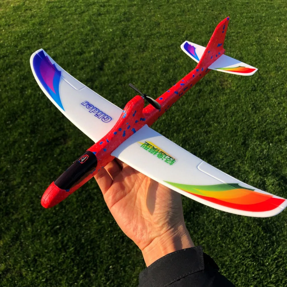 

Легкий самолет-планер из пенополипропилена с двумя крыльями, красно-синий, для ручного запуска, популярный учебный инструмент для школьных учебников по физике