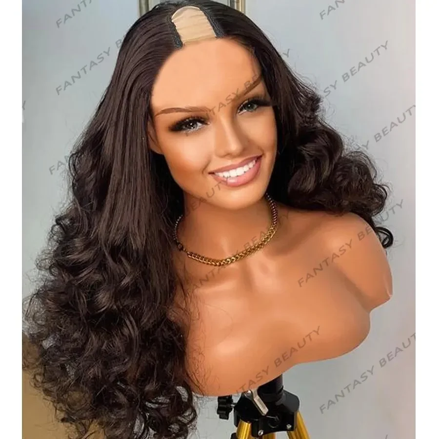 

Loose Wave 100% Human Hair Wigs for Black Women Glueless 200% Density 30Inches Long 1x4 U Part Remy Hairs Chocolate Brown Wigs