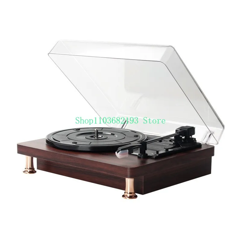 Vinyl Record Player Retro Mahogany Texture Phonograph Bluetooth Gift Decoration Ornament Classical Speaker