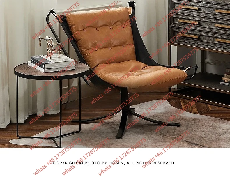 

AAModern простой кожаный односпальный диван в стиле ретро из воловьей кожи для гостиной, спальни, балкона, дома, кресло для отдыха