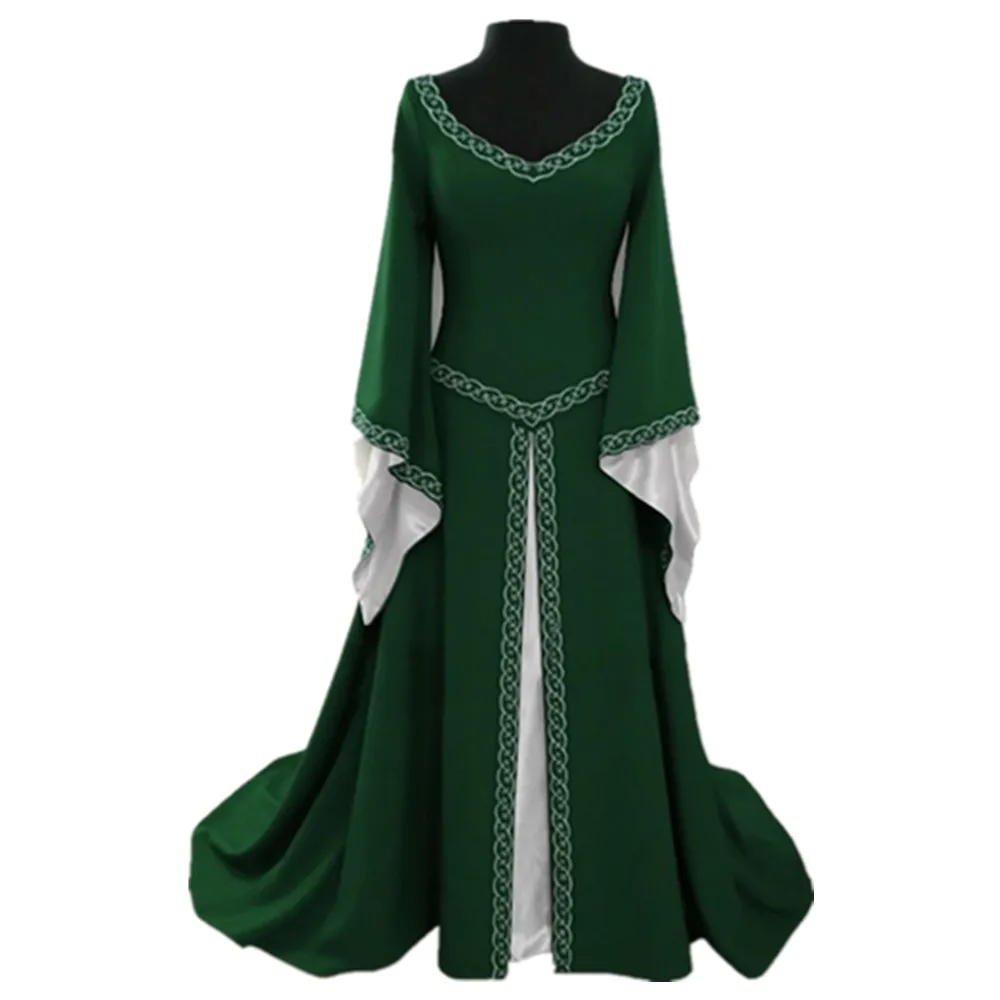 

Womens Medieval Dress Victorian Costume Renaissance Long Dress Costumes Irish Over Halloween Costume Cosplay Retro Gothic Gown