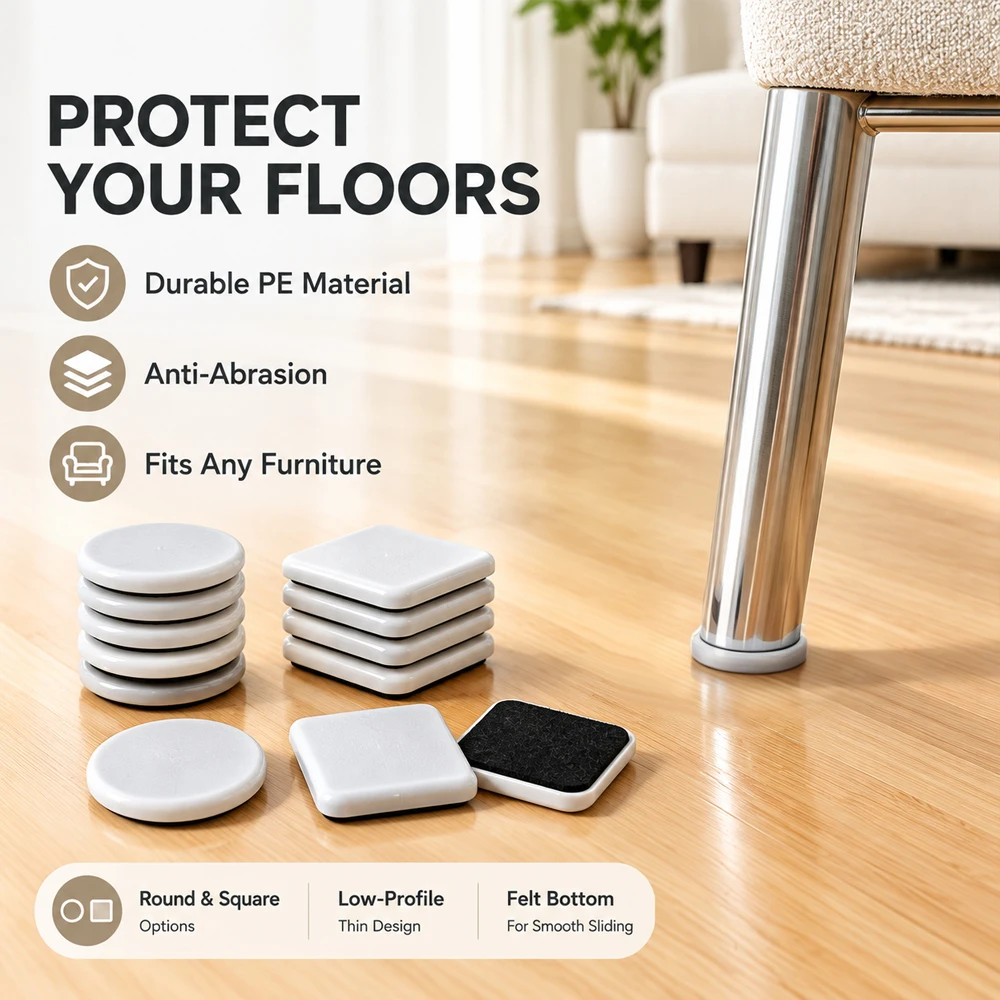4-32Pcs Easy Move Chair Accessories, Self-Adhesive Anti-Wear Slider Pads, Furniture Floor Protectors for Table Sofa