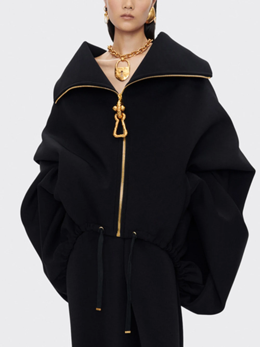 Modphy 2025 outono nova moda casual high-end sentir jaqueta com tlapel manga longa estilo coreano curto roupas soltas