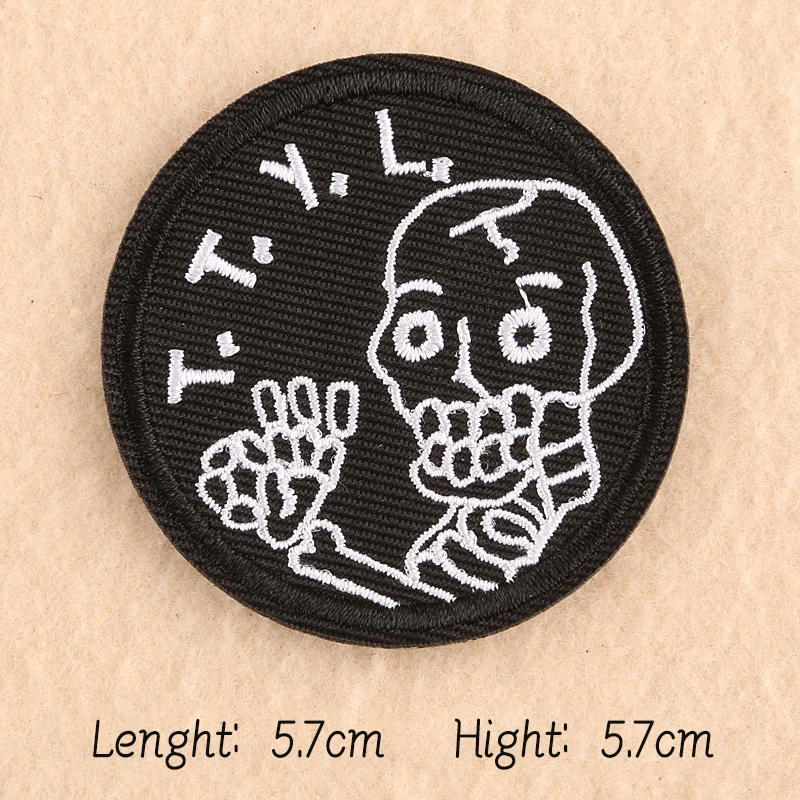 Black White Embroidered Skull Punk Badges Cool Patch on clothes Badge Backpack Embroidery Clothing Stickers iron on