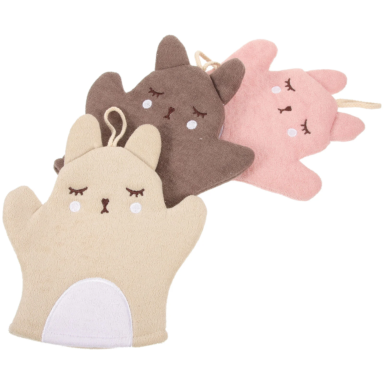 

3 Pcs Cartoon Bath Exfoliating Gloves Kids Five Finger Body Scrubbing Mittens Shower Foaming Tool Reusable Dry Skin