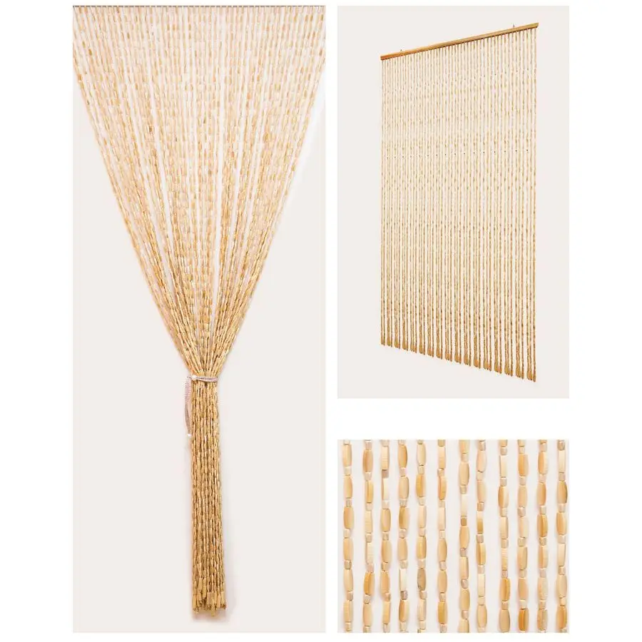 

Бусиновая занавеска для дверных проемов 35.4x79, ручной работы, из натуральных бусин, в стиле бохо, из дерева и бамбука, отпугивающая насекомых