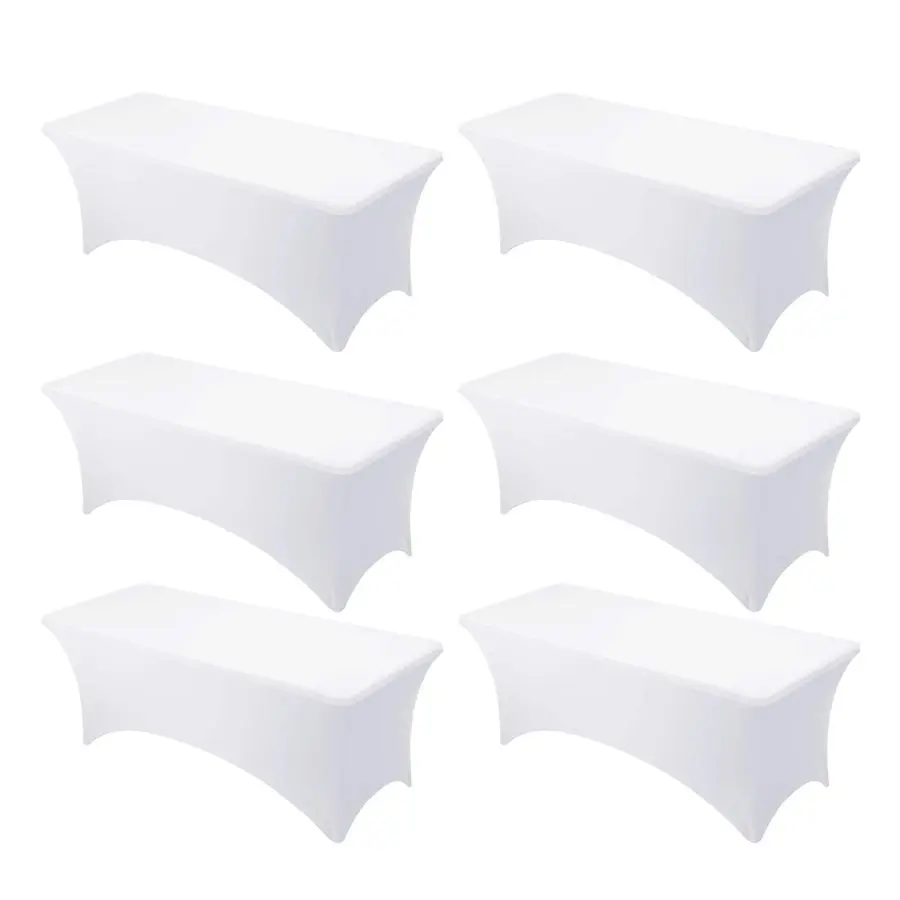 

Premium White Spandex Tablecloths for 8ft Rectangle Tables, Stain amp WrinkleResistant, Washable Stretch Polyester Fitted Table
