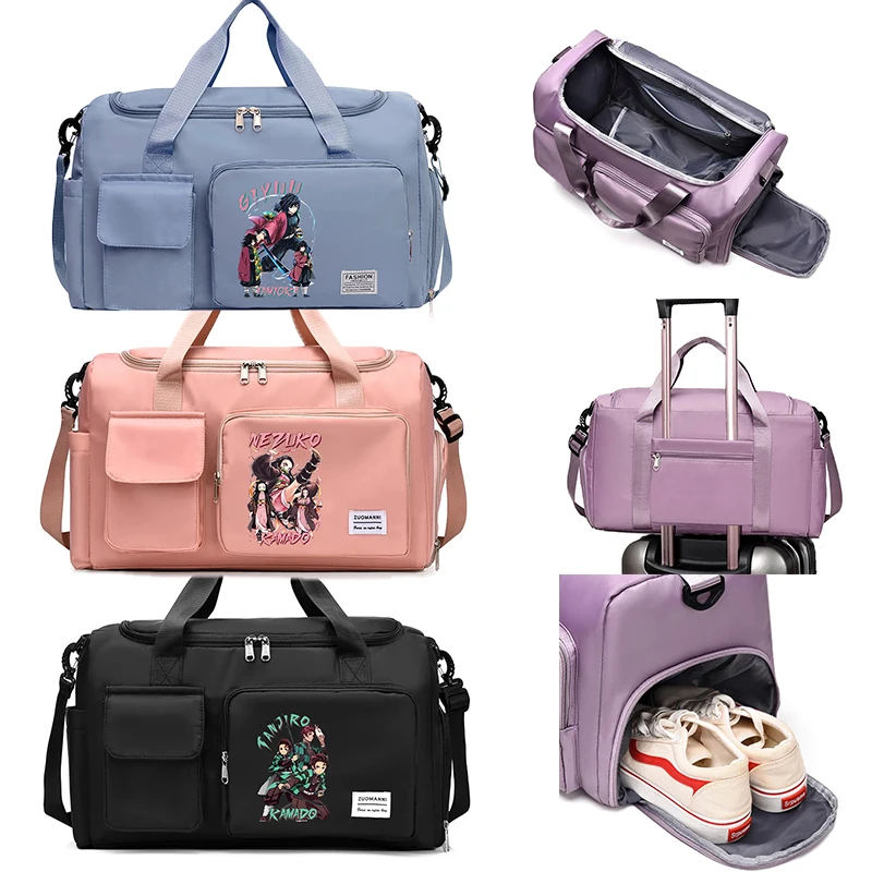 

Demon Slayer Woman Man Travel Bag Anime Cartoon Shoulder Bag Waterproof Gym Sport Bags Female Fitness Handbag Storage Bags Gift