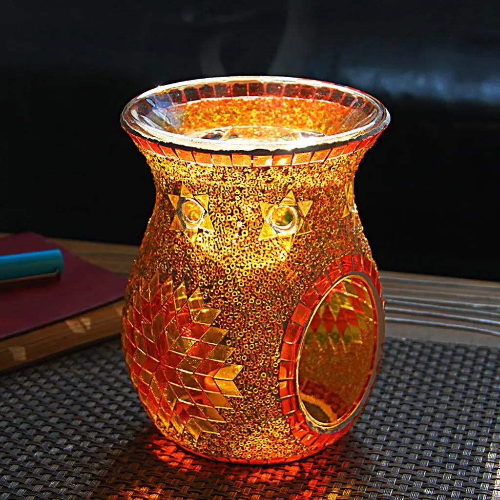 Turkish Style Mosaic Glass Oil Burner Candle Holder Wax Melt Home Decor