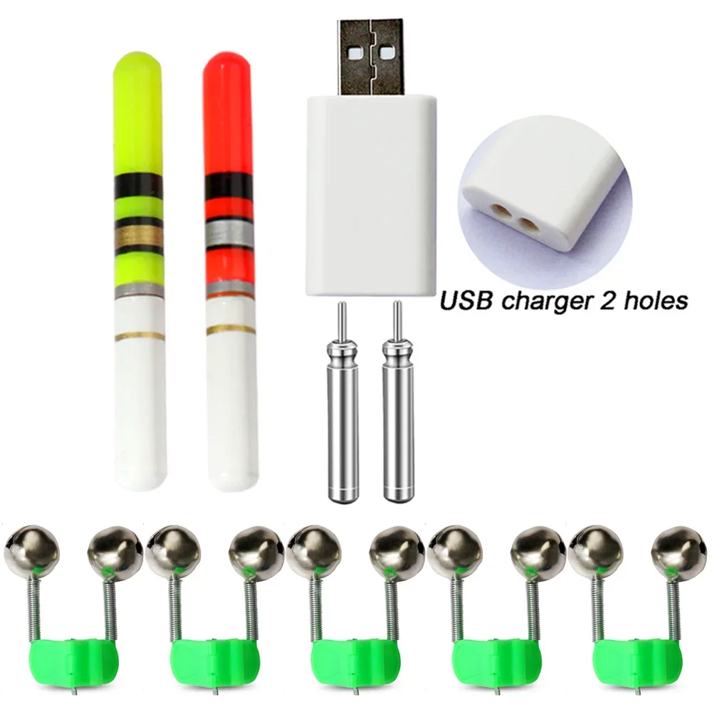 5-10Pcs Angeln Biss Alarme Stange Glocken Spitze Clip Snap Ausrüstung Doppel Ring Frühling Pesca Zubehör Ladegerät licht Fisch Indikatoren