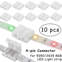 10 PCS 4-pin 10mm L Shape LED Strip Solderless Connector For 5050/3528 RGB Strip PCB No Soldering Corner Connector Strip
