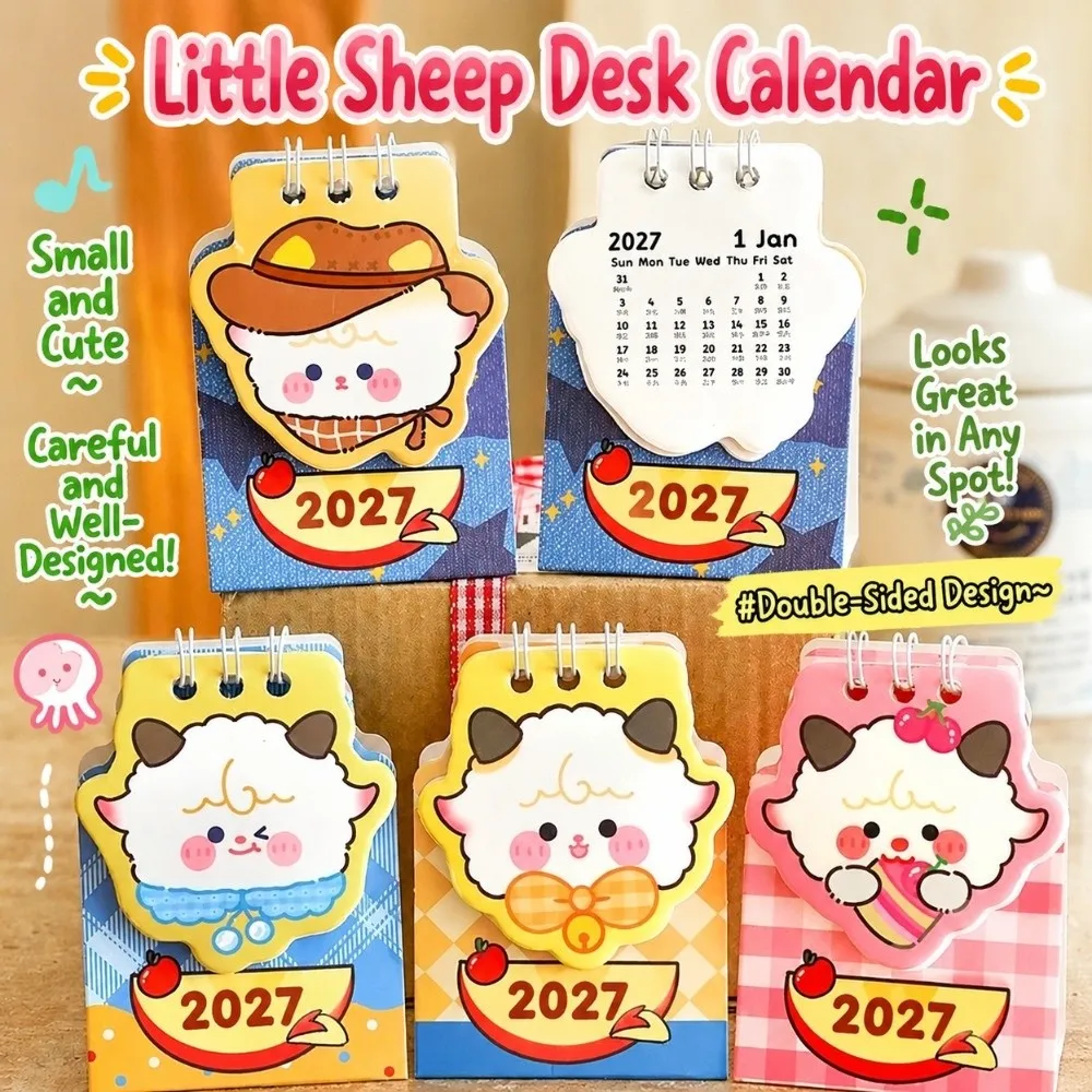 Cute 2027 Desk Calendar Sheep/Dog Mini Standing Calendar Monthly Planner Planner Calendar Home Office