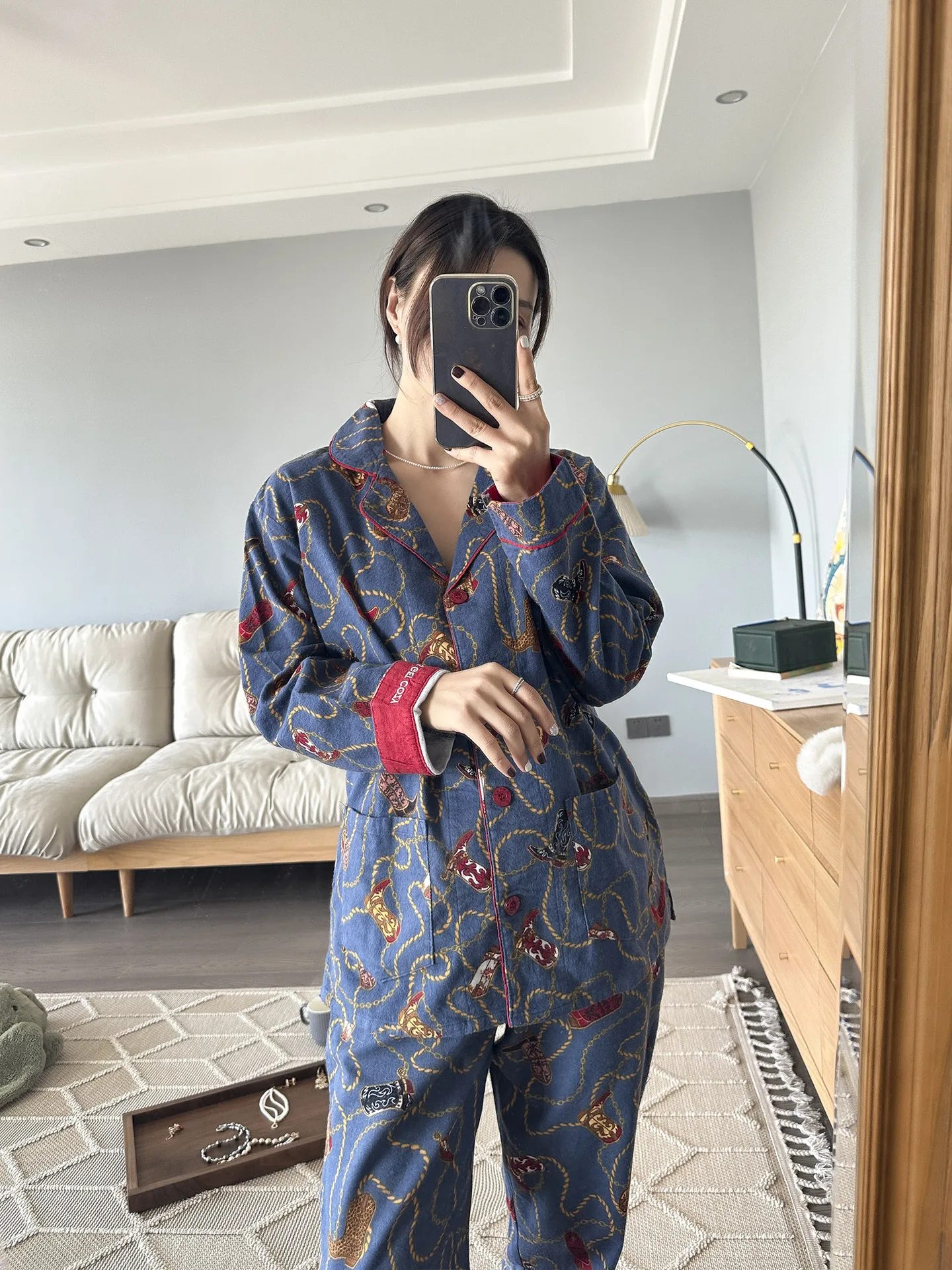 New Loungewear Women Spring Fall Slwwpwear 100% Cotton Floral Print Long Sleeve Pijamas Women 2 Pieces Home Suit Cat Cartoon