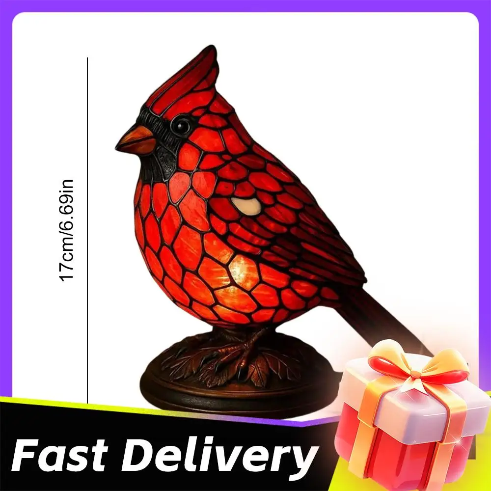 Desktop Red Brid Art Night Light Ornaments Bird Series Decoration Cardinal Lamp Decorative Red Bird Table Lamp Art Decor Light