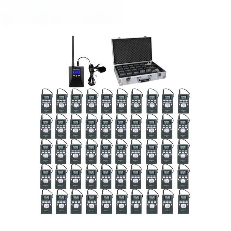 

RetekessTour Guide System Wireless Audio System TR506 FM Transmitter 50 PR13 Radio Receiver Church Training with Storage Case