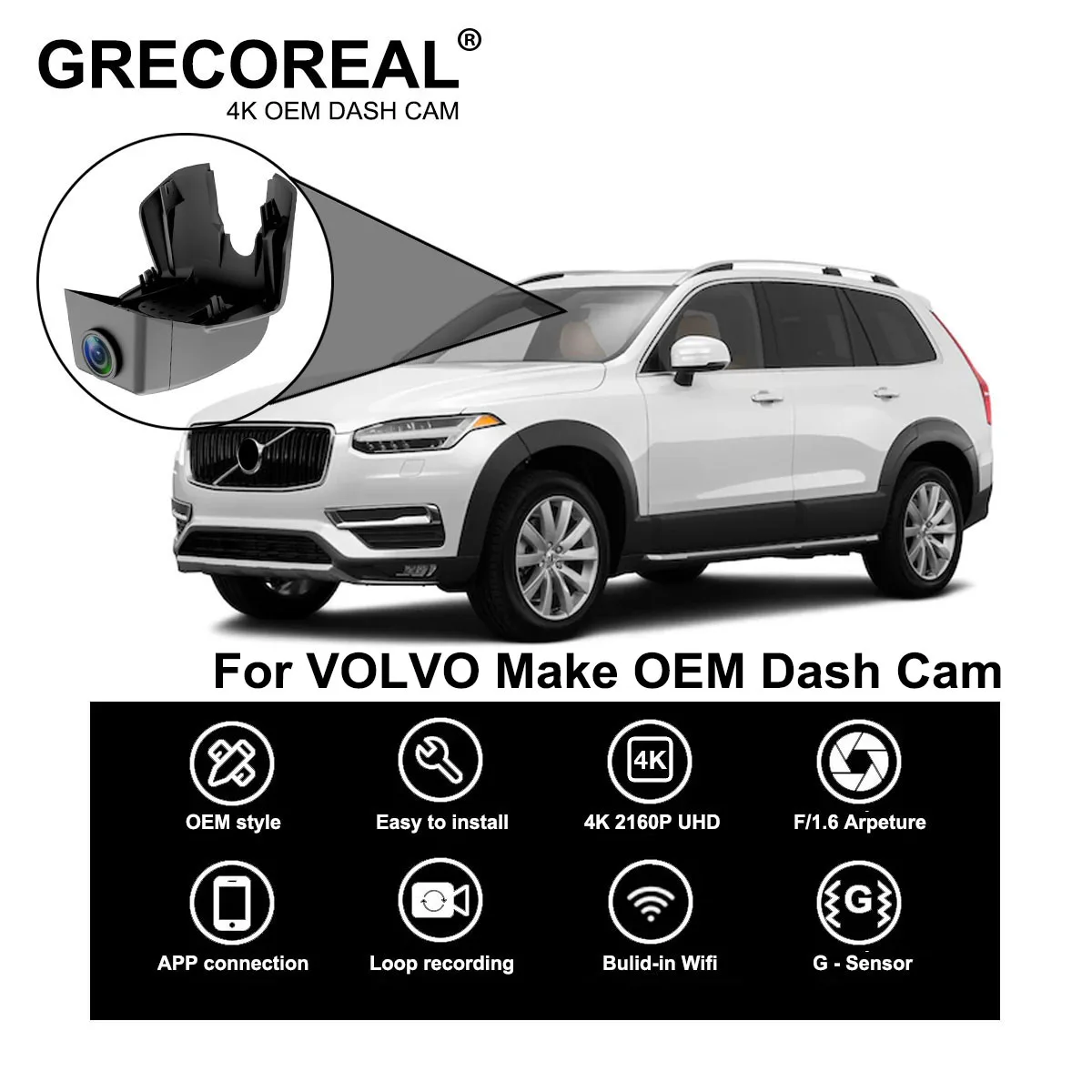 For Volvo XC60 XC90 XC40 Polestar 2 S60 S90 S80 V40 V60 V90 Dash Cam Dashcam Car Dash Camera 4K Wifi Front and Rear OEM Auto DVR