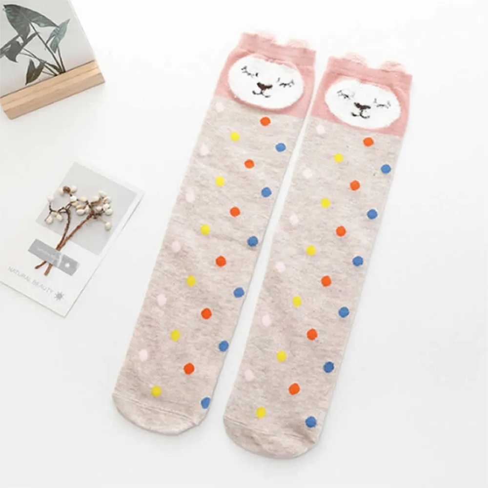 girl socks cartoon owl dog print children heaps socks half cylinder boy knee-high socks kids knee above cotton sock