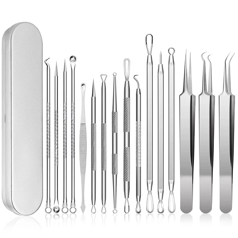 4-5pcs Acne Ago Pinzette per punti neri Aghi per rimozione punti neri Pulito Viso Cura della pelle Ago detergente Strumento per la rimozione delle imperfezioni LB20