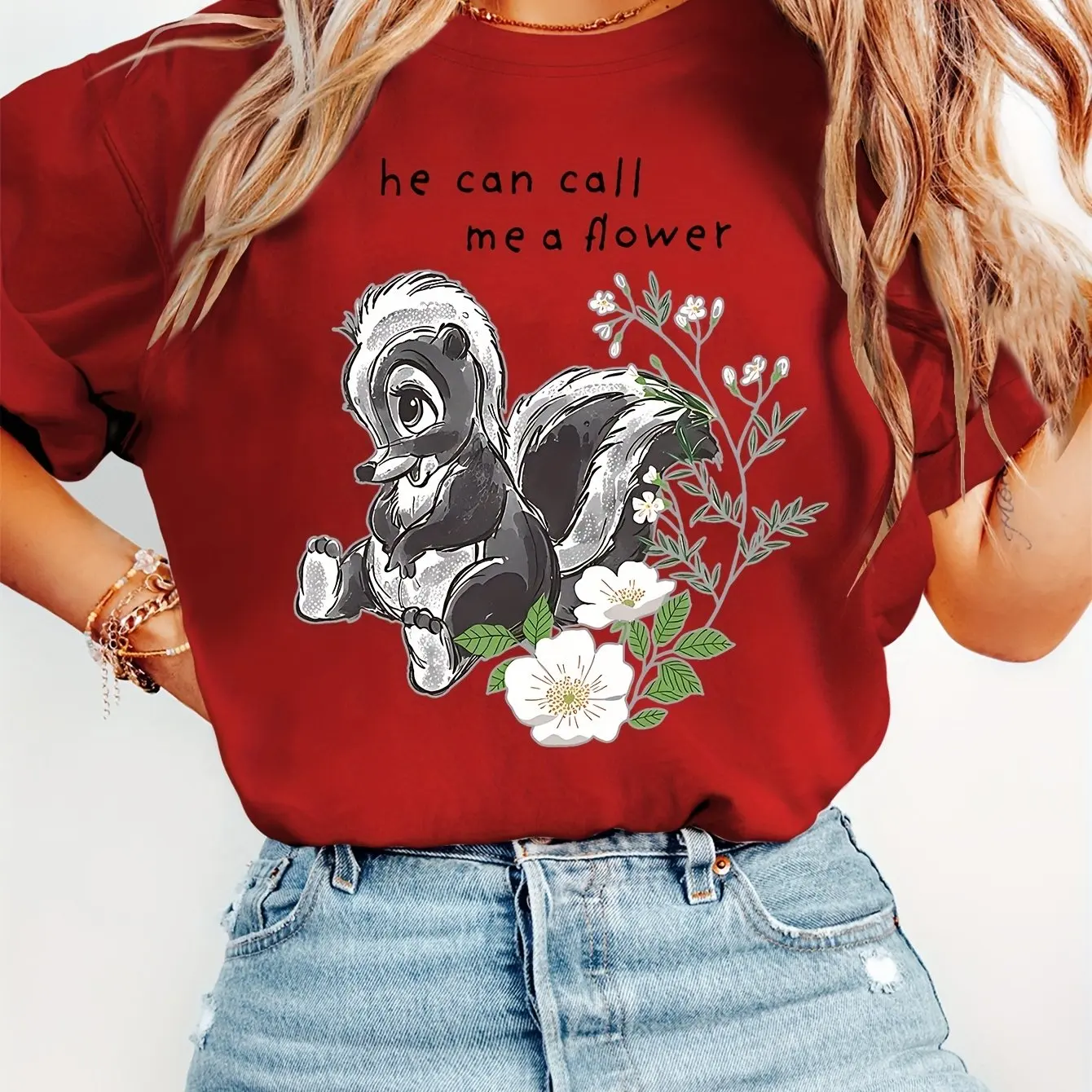 

Disney bambi Pattern T-shirt Parent-child Clothing Casual Cotton Short Sleeve Travel and Vacation Wear Unisex Oversized