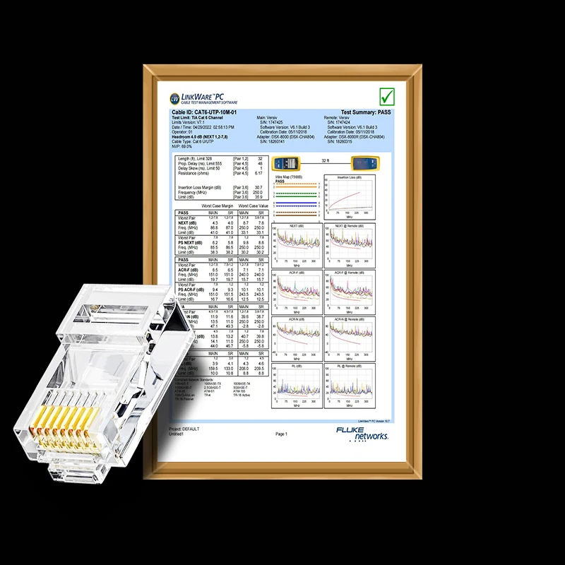 COMNEN CAT5E RJ45 وحدات موصل قابس UTP تمرير من خلال موصلات إيثرنت RJ45 نهاية كريستال مطلية بالذهب 8P8C تجعيد إيثرنت