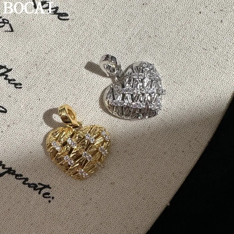 

BOCAI NEW S925 Элегантный и роскошный кулон в форме сердца из чистого серебра с бриллиантами, подарок для женщин