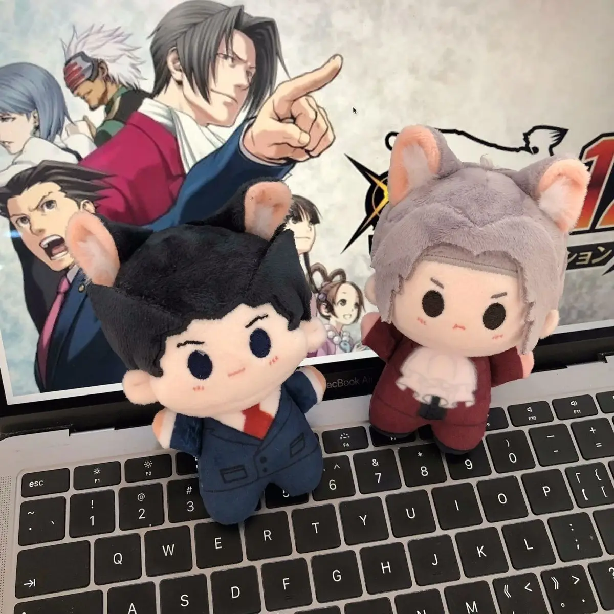 Anime ace advogado phoenix wright milhas edgeworth boneca de pelúcia cosplay brinquedo de pelúcia animal chaveiro mochila pingente presentes de natal