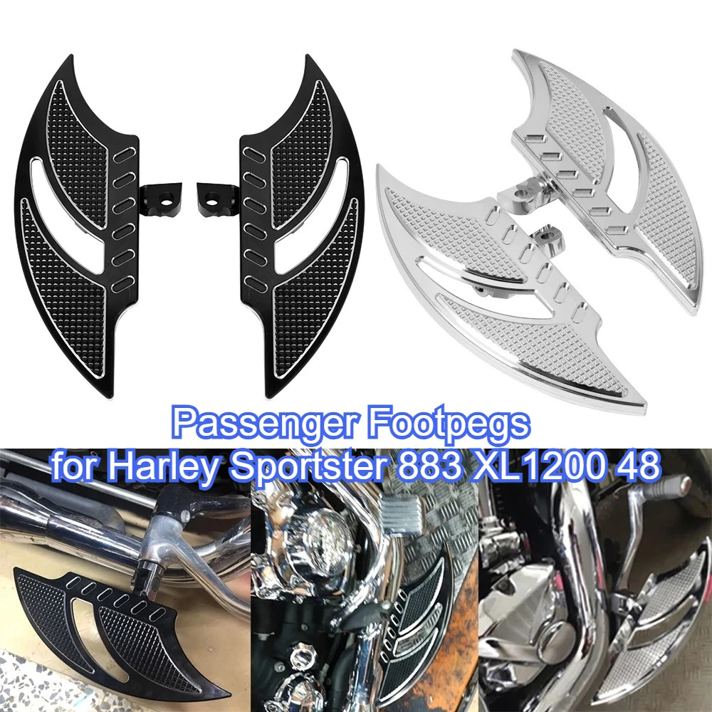 

Подножки для пассажира в форме пламени для Harley Sportster 883 XL1200 48, черные задние подножки для мотоцикла