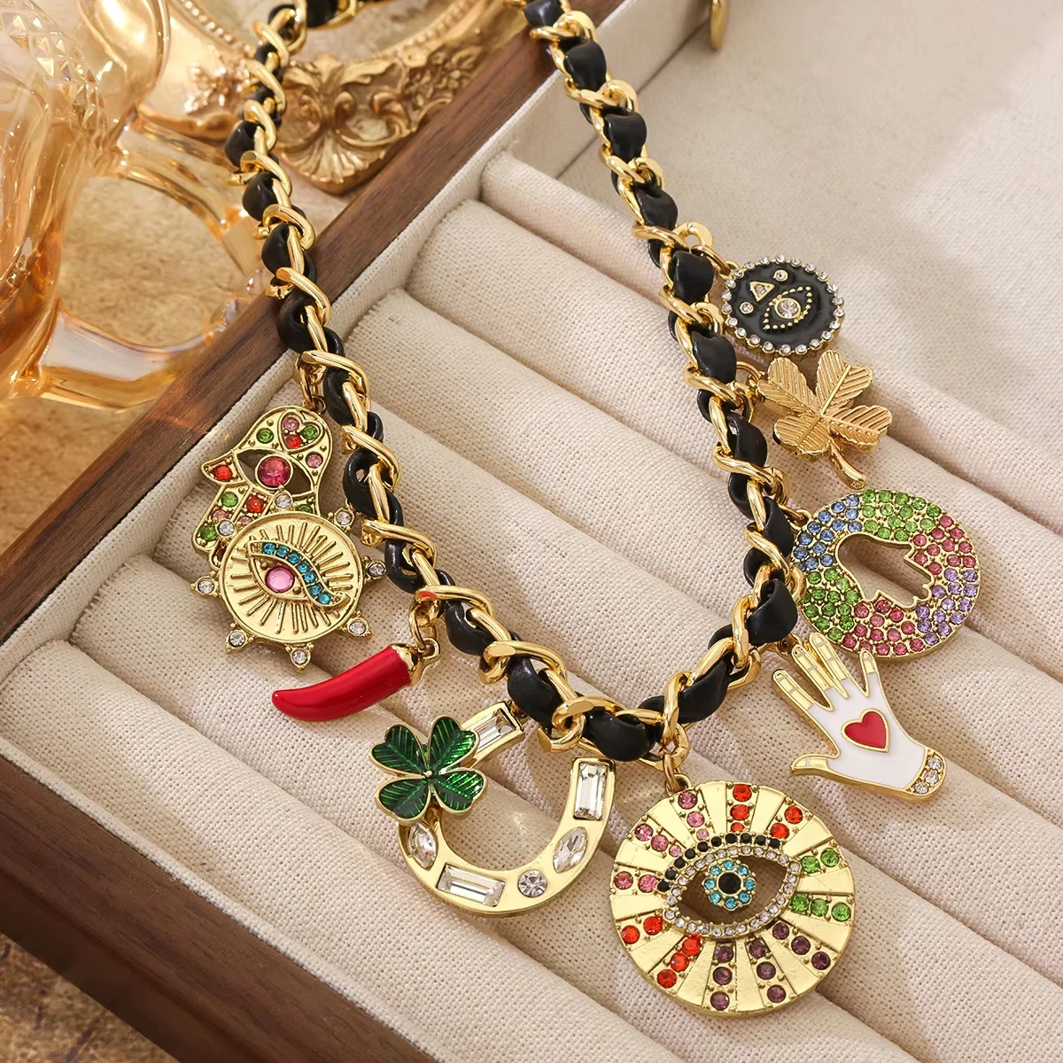 Hamsa Hand Evil Eye Dangle Earrings Vintage Gold Plated Drop Earrings Protection Charm Jewelry Hanukkah Gift for Women Girl