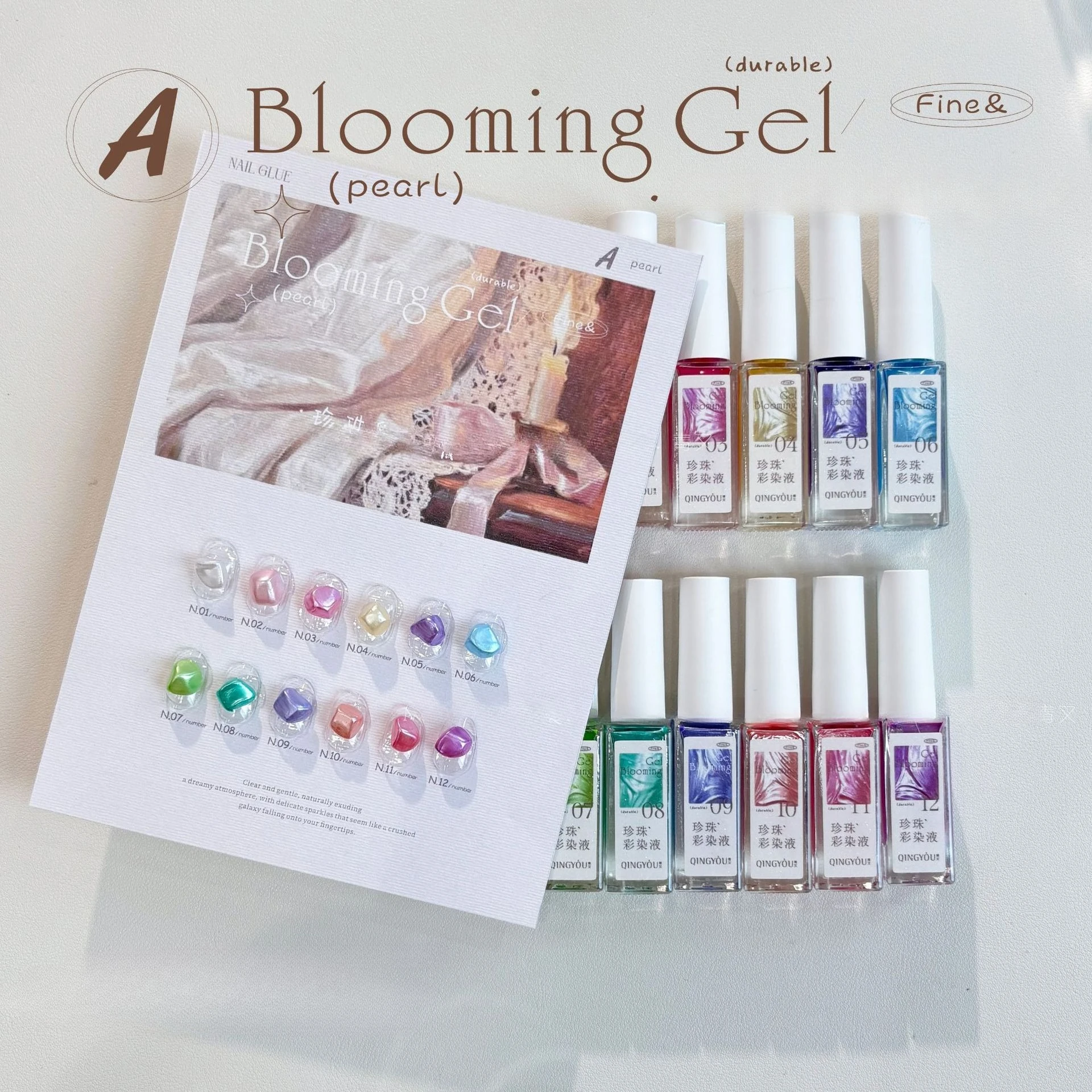 12Colors 10ml Pearl Blossoming Gel Nail Polish Watercolor Spreading Effect Marble UV LED Soak Off Nail Art DIY Hybrid Varnishes