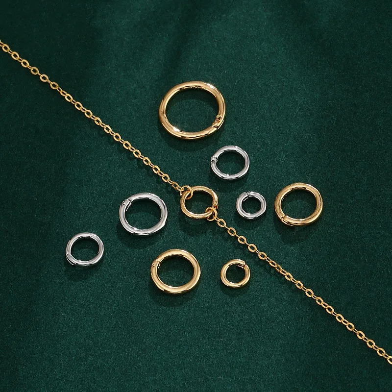 Simple Open Ring Silver Ring Button Jewelry Accessories Pendant Hanging Ring Firm Bracelet Necklace Connection Ring Wholesale