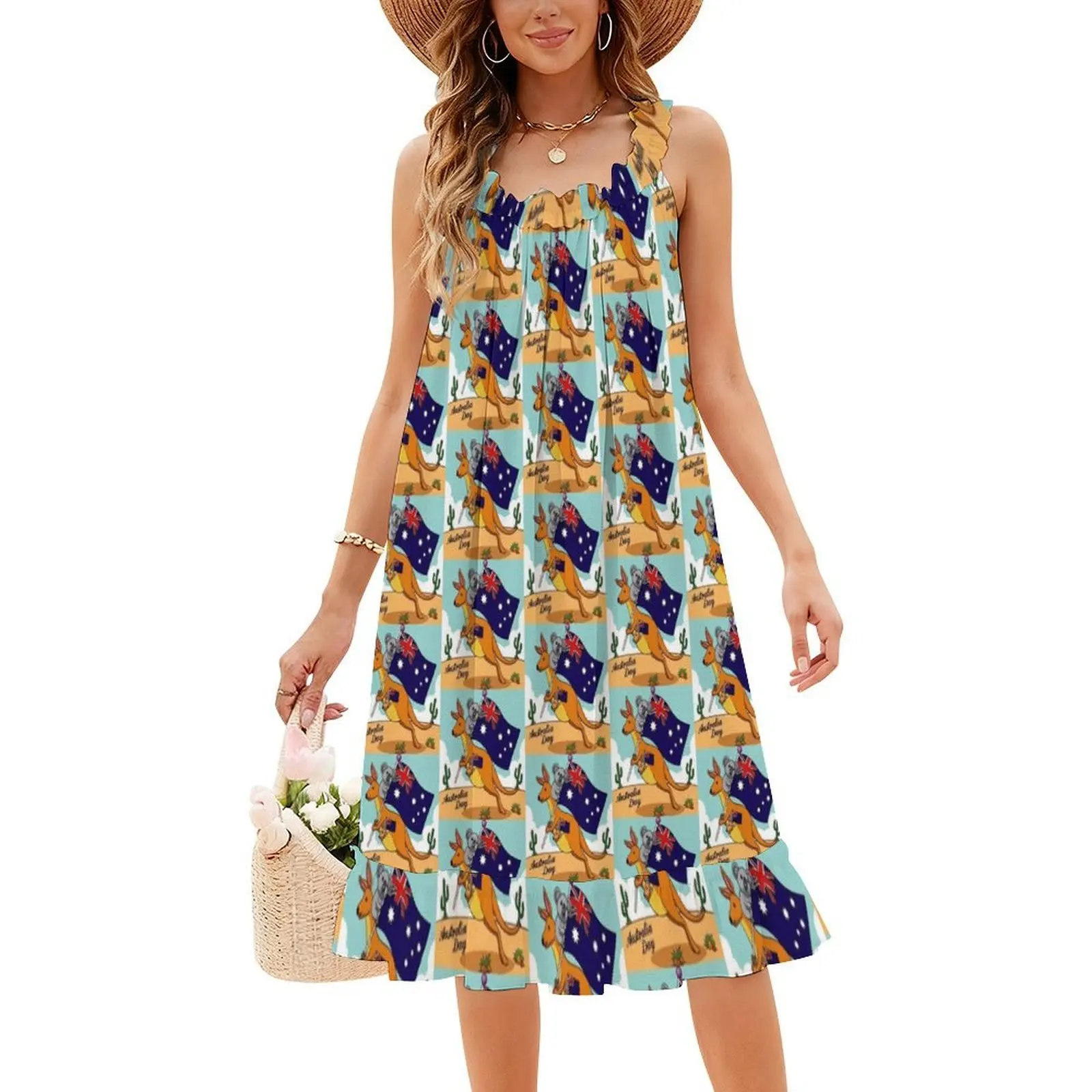 فستان بوهيمي عتيق لعيد أستراليا السعيد من Redbuble بأكمام منتفخة أو خيارات بدون أكمام للنساء فستان الماشية الأسترالية