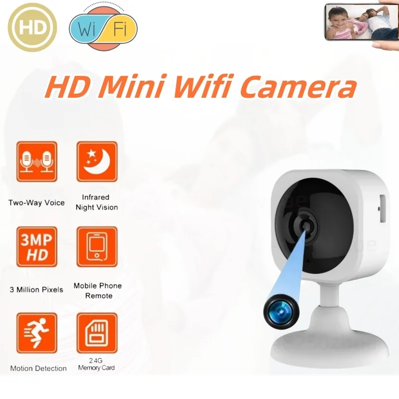 HD Mini Wifi Camera Smart Home 300 Pixels Voice Intercom Small Nanny Night Vision IP Cam Wireless Motion Alerts Miniature Kamera