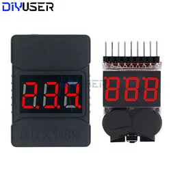 1-8S BBX1-8S 2IN1 Lipo Battery Voltage Tester/Low Voltage Buzzer Alarm/Battery Voltage Checker Dual Speakers for Lipo/Li-ion