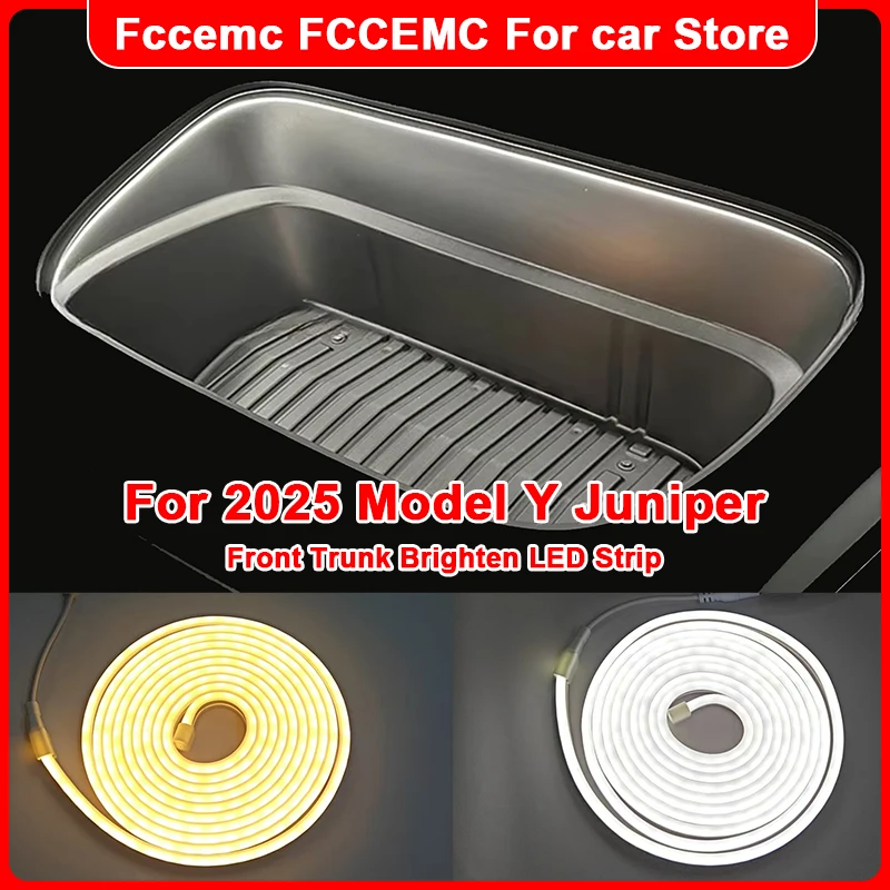 

For Tesla 2025 Model Y Juniper Front Trunk Brighten LED Strip Waterproof Flexible DIY Flexible Front Rear Trunk Silicone Light