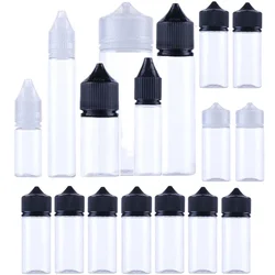 5Pcs Mini 10ml-120ml Empty Clear Plastic Dropper Bottles with Long Tip Stopper & Childproof Caps Mini Travel Sample Containers